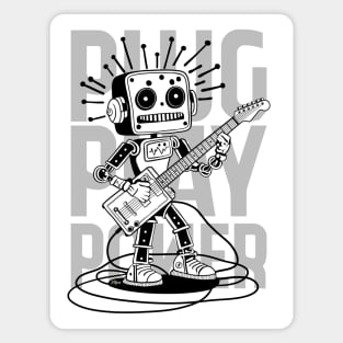 Metal Pulse. Robot Guitarist (B&W) Magnet